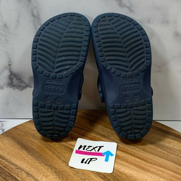 Crocs Womens Navy Blue Comfort Waterproof Cut Out Classic Slip On Clogs Size 7 - Picture 6 of 8